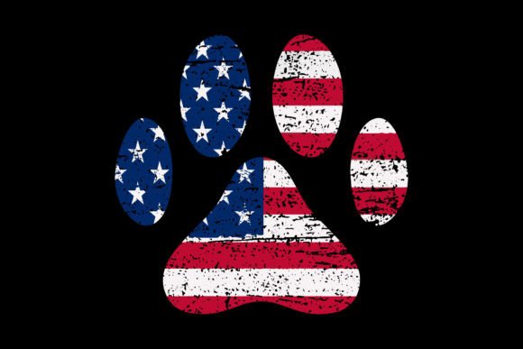 American Flag Dog Paw Design