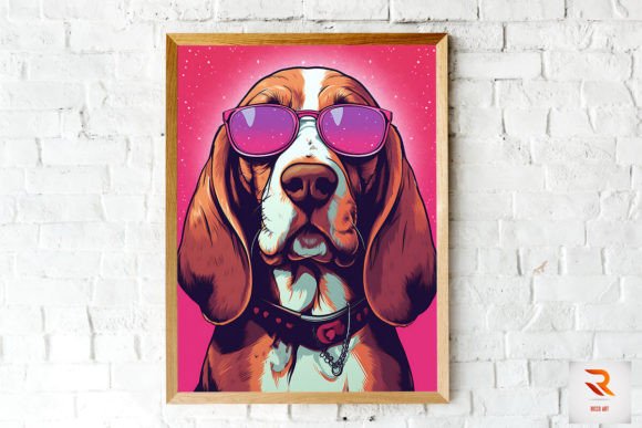Beagle Dog Pink Glasses Wall Art