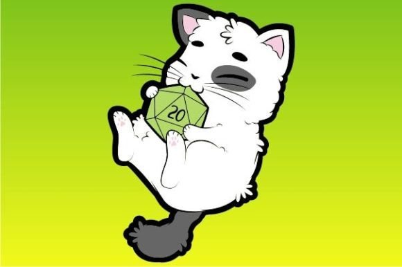 Cute Cat with D20 Dice