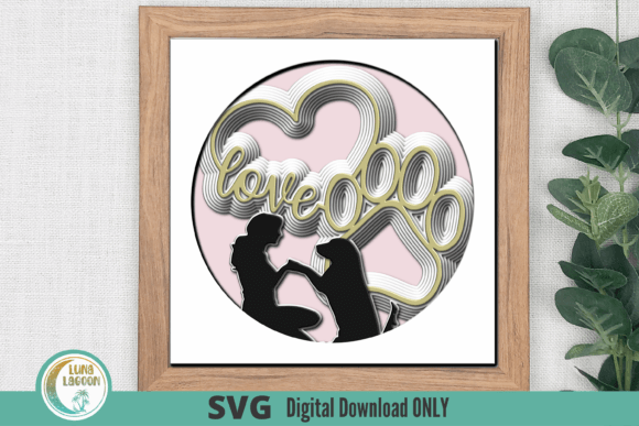 Heart Paw Female 3D Svg for Shadow Box