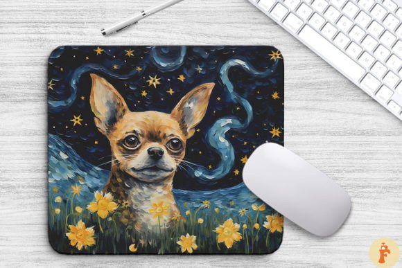 Starry Night Chihuahua Dog Mouse Pad