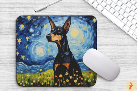 Starry Night Doberman Dog Mouse Pad