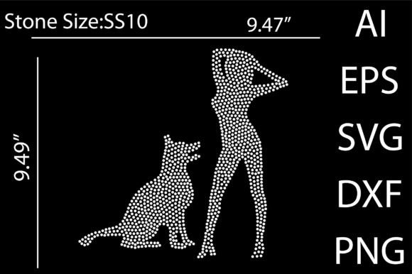 Woman and Dog Rhinestone